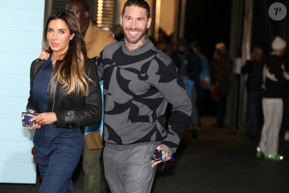 Sergio Ramos et sa femme Pilar Rubio au défilé de mode Homme Louis Vuitton automne-hiver 2022/2023 au Carreau du Temple, lors de la Fashion Week de Paris. Le 20 janvier 2022