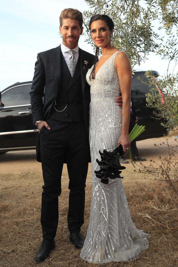 Le footballeur Sergio Ramos et l'actrice Pilar Rubio célèbrent leur union à Seville en Espagne, le 15 juin 2019.