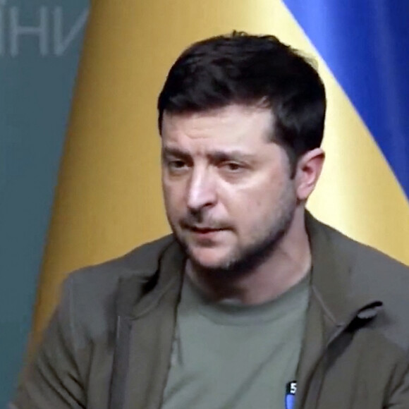 Le président ukrainien Volodymyr Zelensky en conférence de presse à Kyiv (Kiev) © Ukrainian Defense Ministry / Zuma Press / Bestimage