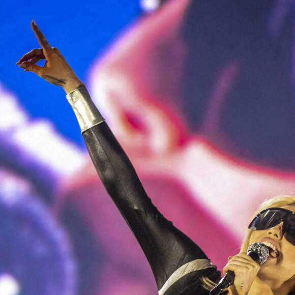 Miley Cyrus en concert lors du festival Lollapalooza en Argentine, le 19 mars 2022. 