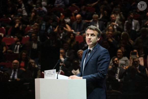 Le président Emmanuel Macron lors de l'hommage aux victimes des attentats de Toulouse et Montauban à Toulouse le 20 mars 2022