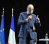 Edouard Philippe, l'ancien Premier ministre et fondateur du parti politique Horizons, durant le Meeting de soutient au candidat Emmanuel Macron, à Nice, le 23 mars 2022, pour les prochaines élections présidentielles.