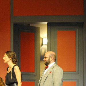 Archives : Camille Cottin et Benjamin Gauthier - Filage de la pièce 13 à table revisitée et mise en scène par Pierre Palmade au théâtre Saint-Georges à Paris le 11 juin 2012.