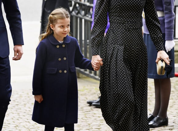 La princesse Charlotte de Cambridge - Service d'action de grâce en hommage au prince Philip, duc d'Edimbourg, à l'abbaye de Westminster à Londres, le 29 mars 2022. Le prince Philip, duc d'Edimbourg, est décédé le 9 avril 2021. 