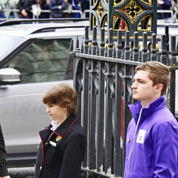 Le prince William, duc de Cambridge, et Catherine (Kate) Middleton, duchesse de Cambridge, Le prince George de Cambridge et la princesse Charlotte de Cambridge - Service d'action de grâce en hommage au prince Philip, duc d'Edimbourg, à l'abbaye de Westminster à Londres, le 29 mars 2022.