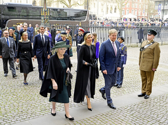 La princesse Beatrix des Pays-Bas, La reine Maxima et le roi Willem-Alexander des Pays-Bas - Service d'action de grâce en hommage au prince Philip, duc d'Edimbourg, à l'abbaye de Westminster à Londres, le 29 mars 2022. Le prince Philip, duc d'Edimbourg, est décédé le 9 avril 2021.