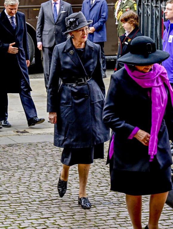 La reine Margrethe II de Danemark - Service d'action de grâce en hommage au prince Philip, duc d'Edimbourg, à l'abbaye de Westminster à Londres, le 29 mars 2022.