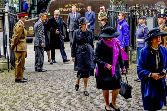 La reine Margrethe II de Danemark - Service d'action de grâce en hommage au prince Philip, duc d'Edimbourg, à l'abbaye de Westminster à Londres, le 29 mars 2022.