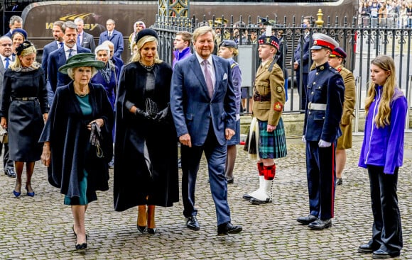 La princesse Beatrix des Pays-Bas, La reine Maxima et Le roi Willem-Alexander des Pays-Bas - Service d'action de grâce en hommage au prince Philip, duc d'Edimbourg, à l'abbaye de Westminster à Londres, le 29 mars 2022.