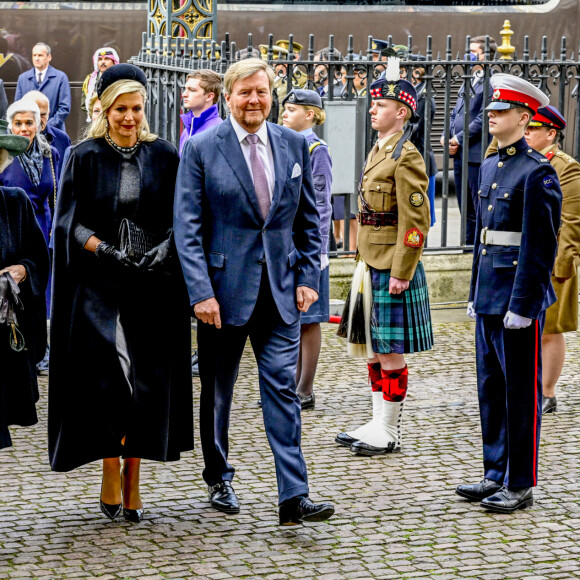 La princesse Beatrix des Pays-Bas, La reine Maxima et Le roi Willem-Alexander des Pays-Bas - Service d'action de grâce en hommage au prince Philip, duc d'Edimbourg, à l'abbaye de Westminster à Londres, le 29 mars 2022.