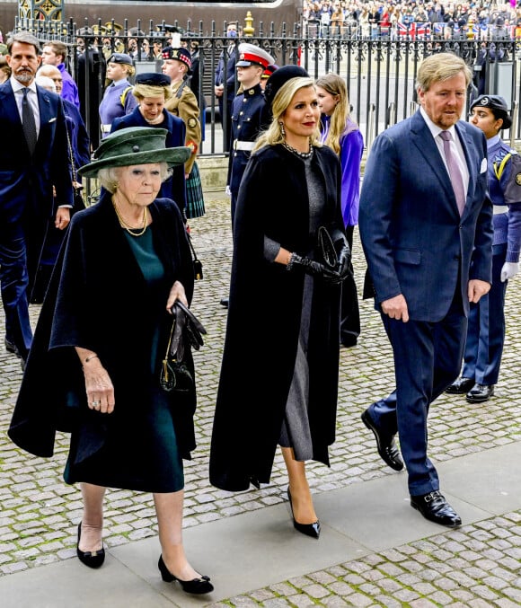 La princesse Beatrix des Pays-Bas, La reine Maxima et Le roi Willem-Alexander des Pays-Bas - Service d'action de grâce en hommage au prince Philip, duc d'Edimbourg, à l'abbaye de Westminster à Londres, le 29 mars 2022.