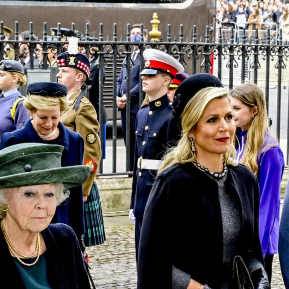 La princesse Beatrix des Pays-Bas, La reine Maxima et Le roi Willem-Alexander des Pays-Bas - Service d'action de grâce en hommage au prince Philip, duc d'Edimbourg, à l'abbaye de Westminster à Londres, le 29 mars 2022.