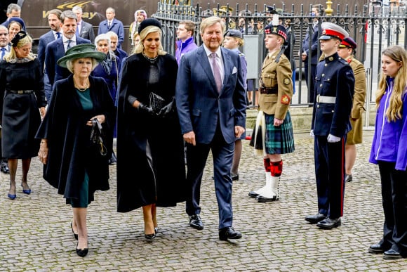 La princesse Beatrix des Pays-Bas, La reine Maxima et Le roi Willem-Alexander des Pays-Bas - Service d'action de grâce en hommage au prince Philip, duc d'Edimbourg, à l'abbaye de Westminster à Londres, le 29 mars 2022.