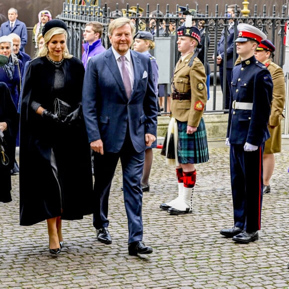 La princesse Beatrix des Pays-Bas, La reine Maxima et Le roi Willem-Alexander des Pays-Bas - Service d'action de grâce en hommage au prince Philip, duc d'Edimbourg, à l'abbaye de Westminster à Londres, le 29 mars 2022.