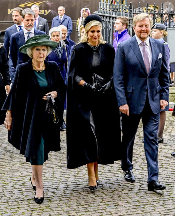 La princesse Beatrix des Pays-Bas, La reine Maxima et Le roi Willem-Alexander des Pays-Bas - Service d'action de grâce en hommage au prince Philip, duc d'Edimbourg, à l'abbaye de Westminster à Londres, le 29 mars 2022.