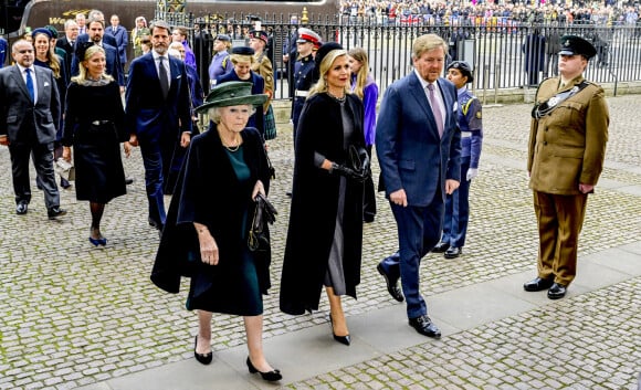 La princesse Beatrix des Pays-Bas, La reine Maxima et Le roi Willem-Alexander des Pays-Bas - Service d'action de grâce en hommage au prince Philip, duc d'Edimbourg, à l'abbaye de Westminster à Londres, le 29 mars 2022.