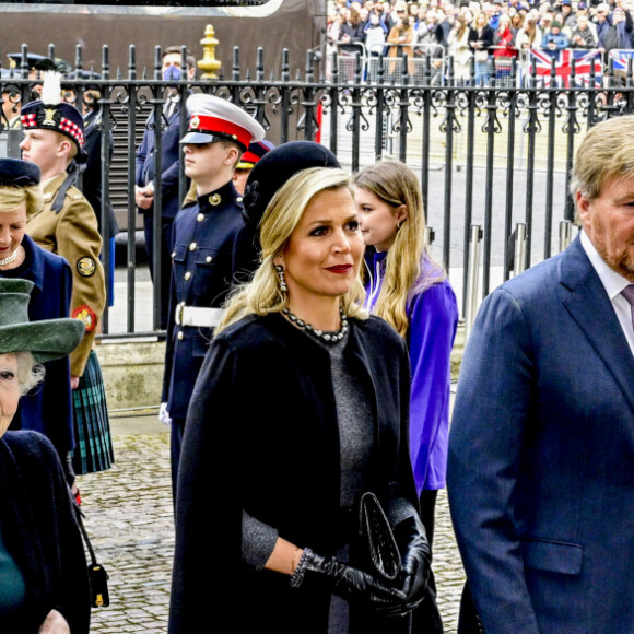 La princesse Beatrix des Pays-Bas, La reine Maxima et Le roi Willem-Alexander des Pays-Bas - Service d'action de grâce en hommage au prince Philip, duc d'Edimbourg, à l'abbaye de Westminster à Londres, le 29 mars 2022.