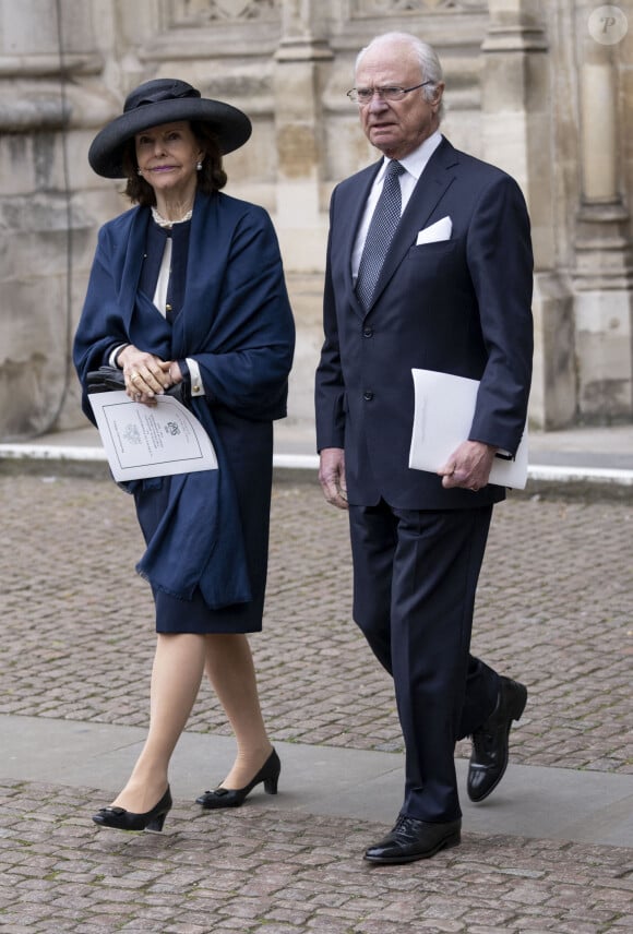 La reine Silvia et le roi Carl XVI Gustav de Suède - Service d'action de grâce en hommage au prince Philip, duc d'Edimbourg, à l'abbaye de Westminster à Londres, le 29 mars 2022. Le prince Philip, duc d'Edimbourg, est décédé le 9 avril 2021.