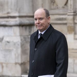 Le prince Albert II de Monaco - Service d'action de grâce en hommage au prince Philip, duc d'Edimbourg, à l'abbaye de Westminster à Londres, le 29 mars 2022. Le prince Philip, duc d'Edimbourg, est décédé le 9 avril 2021.