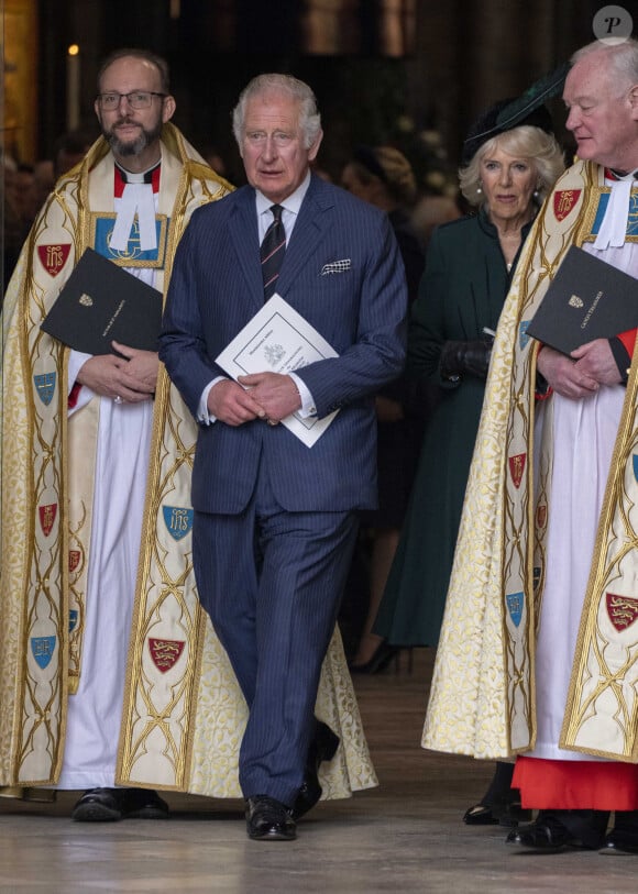 Le prince Charles et son épouse Camilla - Service d'action de grâce en hommage au prince Philip, duc d'Edimbourg, à l'abbaye de Westminster à Londres, le 29 mars 2022. Le prince Philip, duc d'Edimbourg, est décédé le 9 avril 2021.
