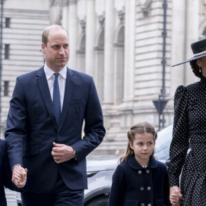 Le prince William, Kate Middleton et leurs enfants George et Charlotte - Service d'action de grâce en hommage au prince Philip, duc d'Edimbourg, à l'abbaye de Westminster à Londres.