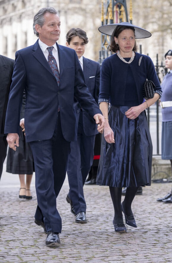 Lady Sarah Chatto (la fille de la princesse Margaret et nièce d'Elizabeth II) et Daniel Chatto - Service d'action de grâce en hommage au prince Philip, duc d'Edimbourg, à l'abbaye de Westminster à Londres, le 29 mars 2022. Le prince Philip, duc d'Edimbourg, est décédé le 9 avril 2021.