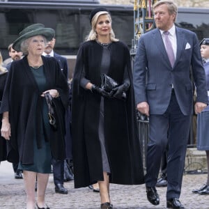 La princesse Beatrix des Pays-Bas, Le roi Willem-Alexander et la reine Maxima des Pays-Bas - Service d'action de grâce en hommage au prince Philip, duc d'Edimbourg, à l'abbaye de Westminster à Londres, le 29 mars 2022.
