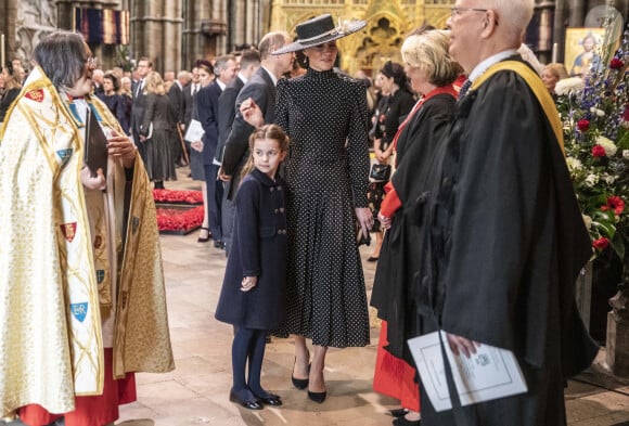 Catherine (Kate) Middleton, duchesse de Cambridge, La princesse Charlotte de Cambridge - Service d'action de grâce en hommage au prince Philip, duc d'Edimbourg, à l'abbaye de Westminster à Londres, le 29 mars 2022.