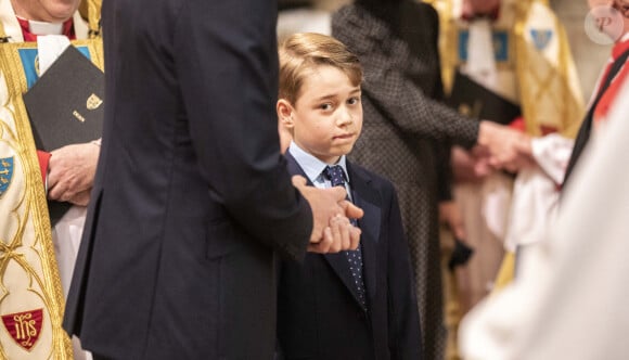 Le prince George de Cambridge - Service d'action de grâce en hommage au prince Philip, duc d'Edimbourg, à l'abbaye de Westminster à Londres, le 29 mars 2022. Le prince Philip, duc d'Edimbourg, est décédé Le 9 avril 2021.