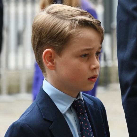 Le prince George de Cambridge - Service d'action de grâce en hommage au prince Philip, duc d'Edimbourg, à l'abbaye de Westminster à Londres, le 29 mars 2022. Le prince Philip, duc d'Edimbourg, est décédé le 9 avril 2021.