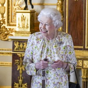 La reine Elisabeth II d'Angleterre lors de la commémoration du 70e anniversaire de la compagnie "Halcyon Days" au château de Windsor. Le 23 mars 2022