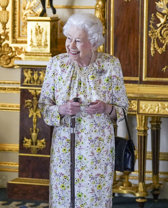 La reine Elisabeth II d'Angleterre lors de la commémoration du 70e anniversaire de la compagnie "Halcyon Days" au château de Windsor. Le 23 mars 2022