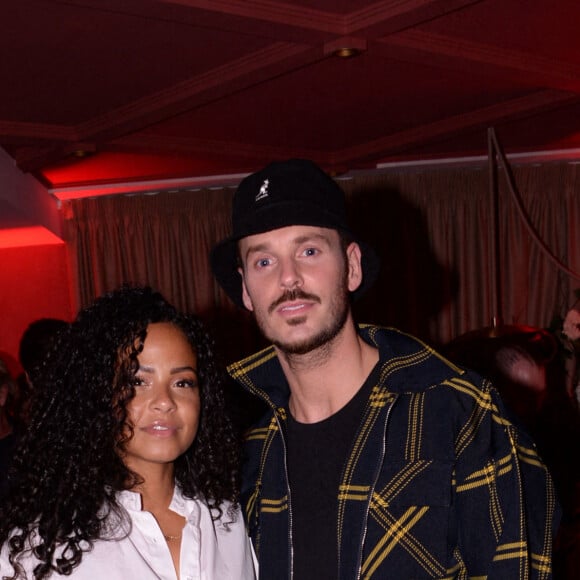 Matt Pokora et sa femme Christina Milian lors de la soirée d'anniversaire de C.Bruna (27 ans) au restaurant Giusé Trattoria à Paris, France, le 1er octobre 2021. Un événement organisé par Five Eyes Production. © Rachid Bellak/Bestimage 