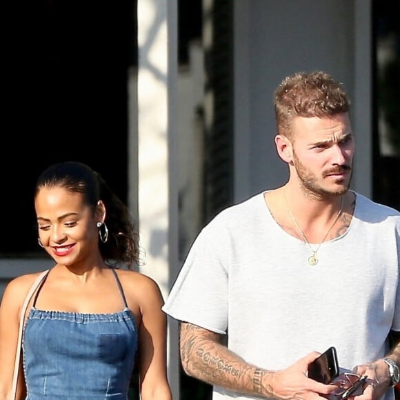 Matt Pokora et sa compagne Christina Milian sont allés déjeuner en amoureux au restaurant Mauro à coté de Fred Segal à West Hollywood.