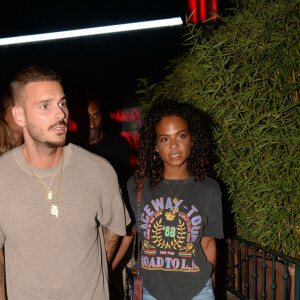 Exclusif - Matt Pokora (M. Pokora) et sa compagne Christina Milian à la sortie du VIP Room à Saint-Tropez, le 17 août 2018. © Rachid Bellak/Bestimage 