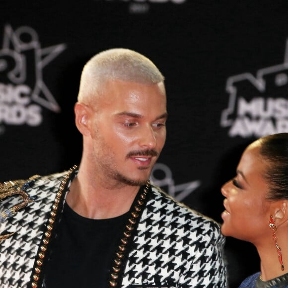 Le chanteur français M. Pokora (Matt Pokora) et sa compagne la chanteuse américaine Christina Milian - 19ème édition des NRJ Music Awards à Cannes le 4 novembre 2017. © Dominique Jacovides/Bestimage 