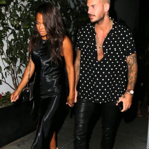 M. Pokora (Matt Pokora) et sa compagne Christina Milian fêtent leurs anniversaires respectifs avec leurs amis au restaurant "Beauty & Essex" à Los Angeles le 26 septembre 2017.