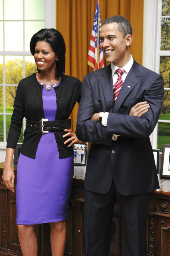 Barack et Michelle Obama version statues de cire dans le bureau ovale reconstitué dans le musée Madame Tussaud à Londres