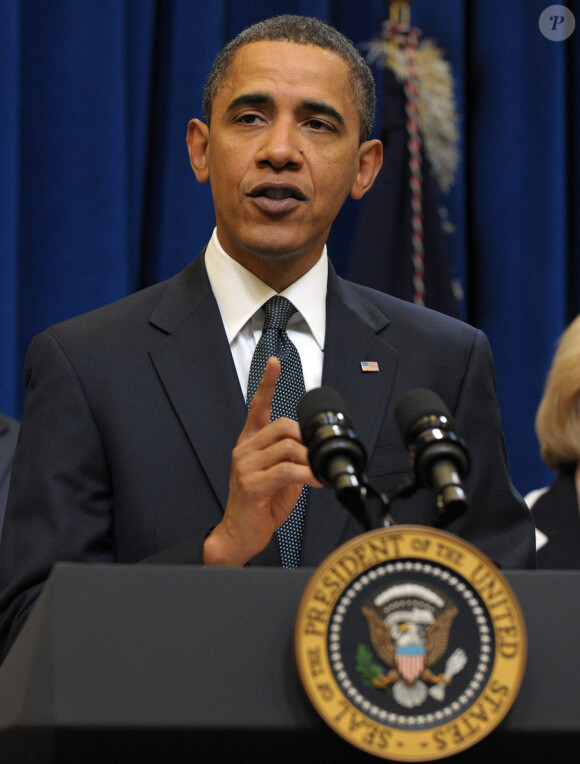 Barack Obama faisant un discours à la Maison Blanche le 20 janvier 2010