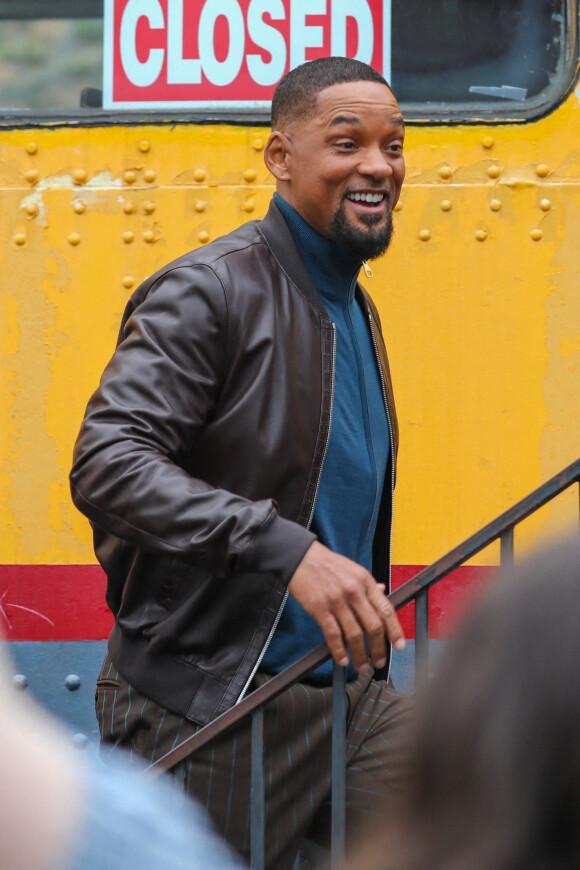 Will Smith est interviewé par David Letterman devant le restaurant "Carney's à Los Angeles le 13 janvier 2021. 