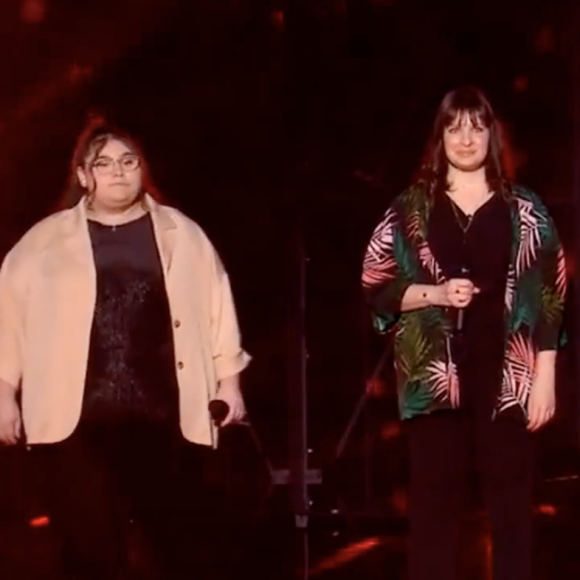 June et Morgane de l'équipe de Florent Pagny s'affrontent lors des battles de "The Voice 11" - Émission du 9 avril 2022, TF1