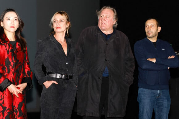 Gérard Depardieu, Sandrine Bonnaire et Zinedine Soualem - Festival Premiers Plans à Angers le 28 janvier 2022. © Laetitia Notarianni / Bestimage