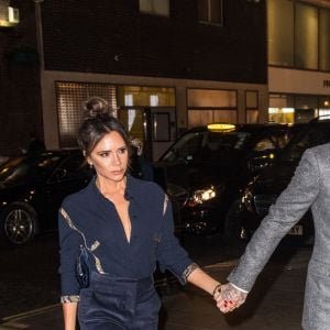 David et Victoria Beckham arrivent au restaurant Brasserie of Light à Londres, pour le dernier dîner de la Fashion Week Masculine, le 7 Janvier 2019. @ Dominic Lipinski/PA Wire/ABACAPRESS.COM