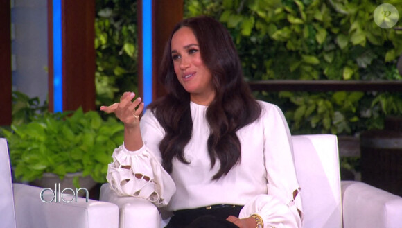 Meghan Markle sur le plateau de l'émission "The Ellen Show" à Los Angeles, le 17 novembre 2021.