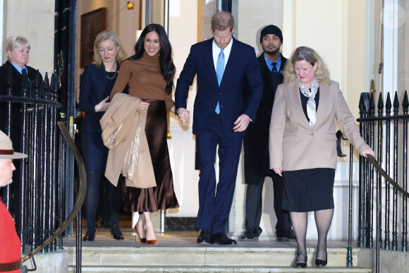Meghan Markle et le prince Harry en visite à la Canada House à Londres, le 7 janvier 2020.