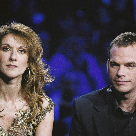 Céline Dion et Garou - Enregistrement de l'émission "Spéciale Céline Dion" sur TF1 à Paris. Le 17 mars 2002 © Patrick Carpentier / Bestimage 