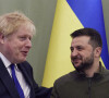 Le président ukrainien Volodymyr Zelensky reçoit le Premier ministre britannique Boris Johnson à Kiev, le 9 avril 2022.