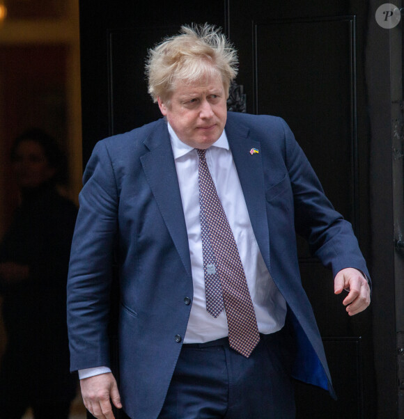Le Premier ministre britannique Borid Johnson reçoit le Chancelier allemand Olaf Scholz à Downing Street à Londres, le 8 avril 2022.