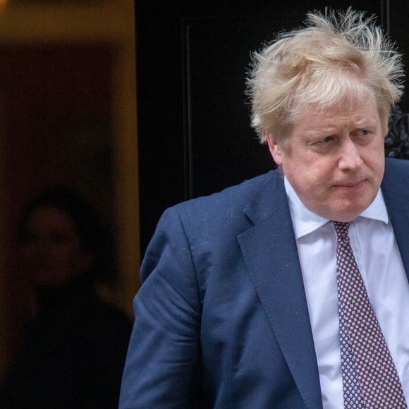 Le Premier ministre britannique Borid Johnson reçoit le Chancelier allemand Olaf Scholz à Downing Street à Londres, le 8 avril 2022.