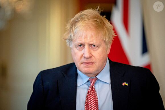 Boris Johnson (Premier ministre du Royaume-Uni), reçoit le président polonais Andrezj Duda au 10 Downing Street à Londres, le 7 avril 2022.